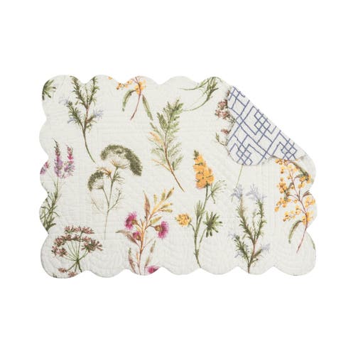 Genevieve Cotton Quilted Rectangular Reversible Placemats Set of 6, 13" x 19"
