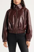 Open Edit Faux Leather Funnel Neck Jacket