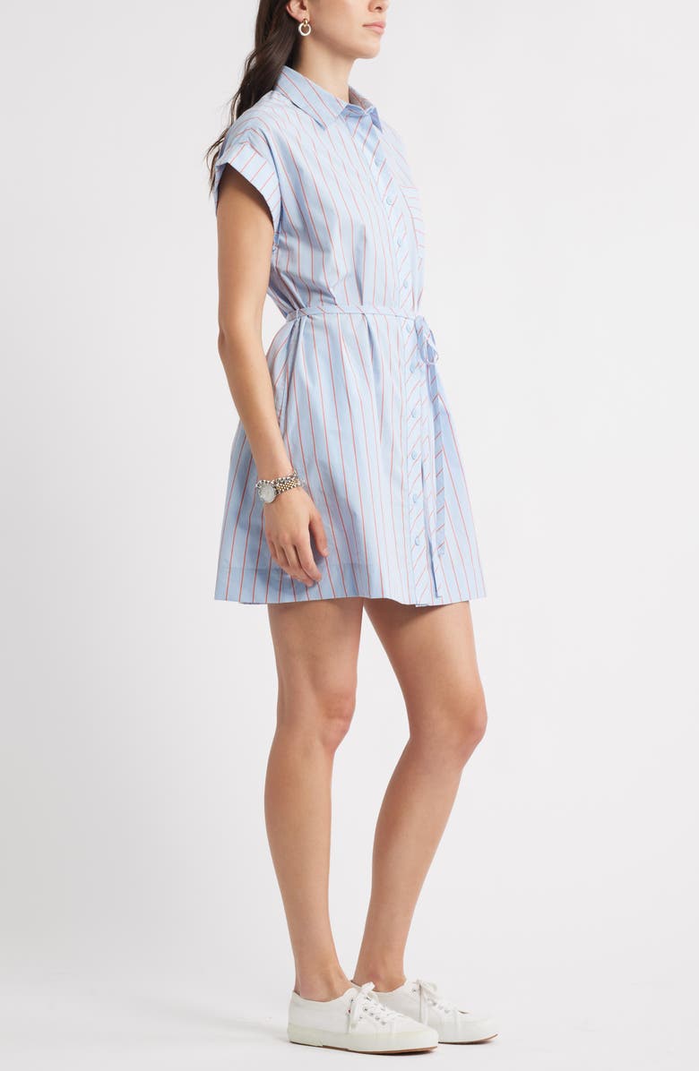 Caslon<sup>®</sup> Stripe Cotton Mini Shirtdress, Alternate, color, Blue Windsurfer Jen Stripe