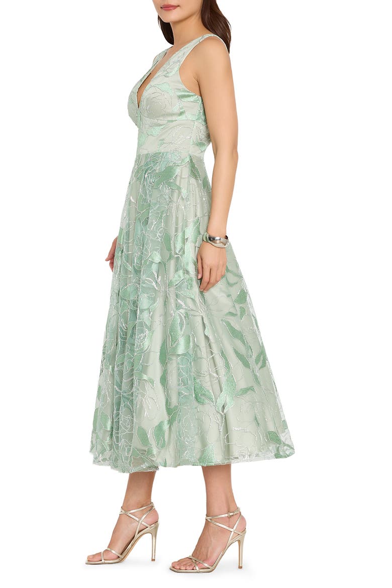 Metallic Soutache Sleeveless Midi Dress, Alternate, color, WILLOW/ SILVER