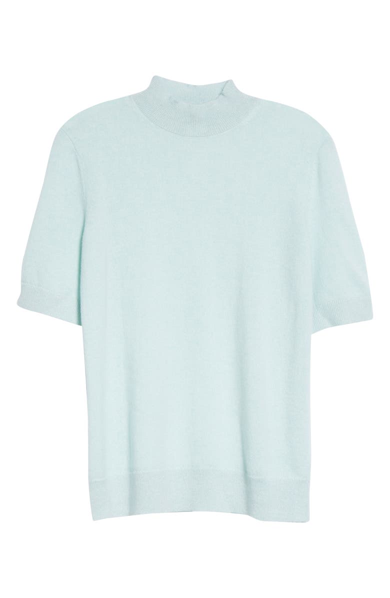 Lafayette 148 New York Metallic Trim Cashmere Mock Neck Sweater, Alternate, color, 