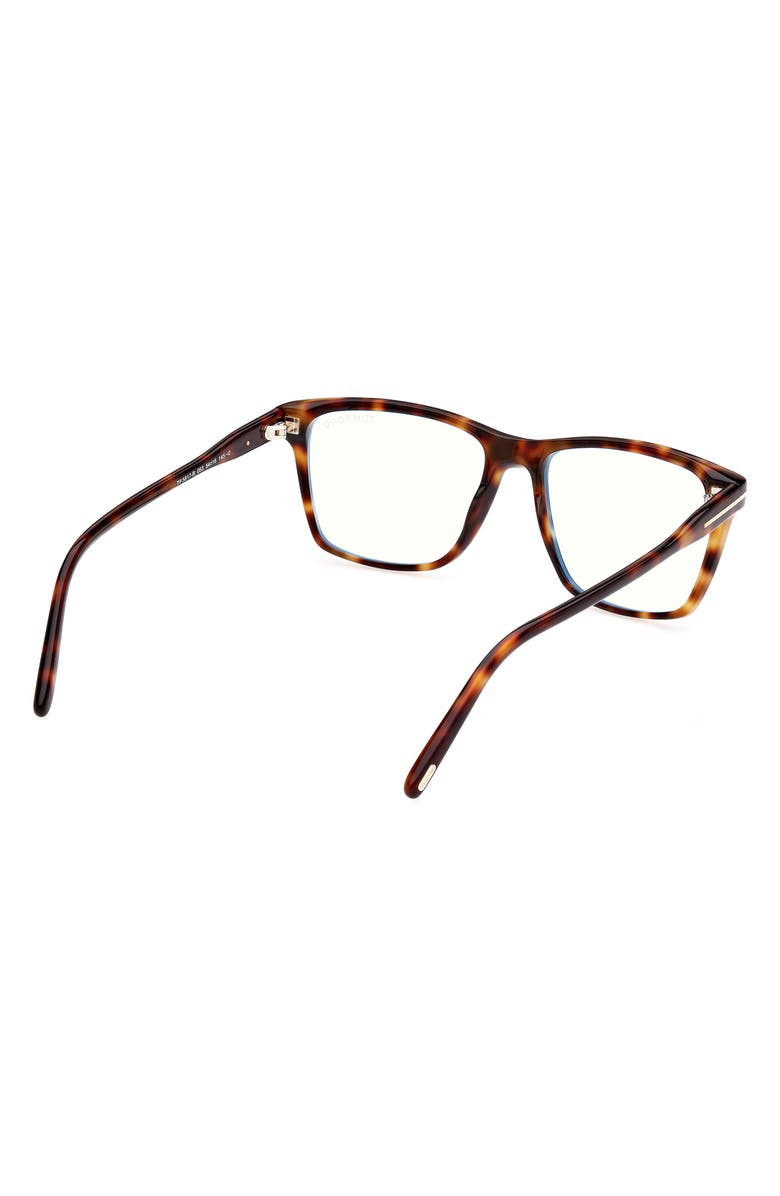 TOM FORD 56mm Square Blue Light Blocking Glasses, Alternate, color, Brown Havana