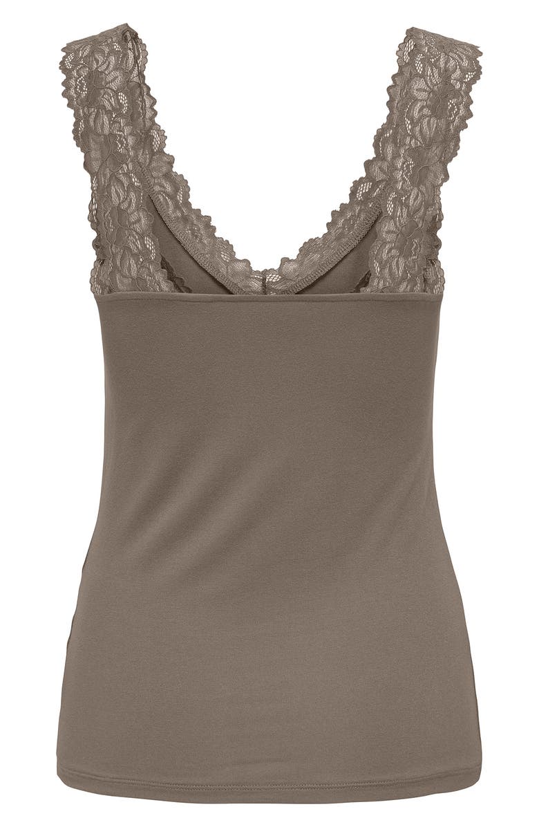 Only Free Lace Trim Sleeveless Top, Alternate, color, Walnut