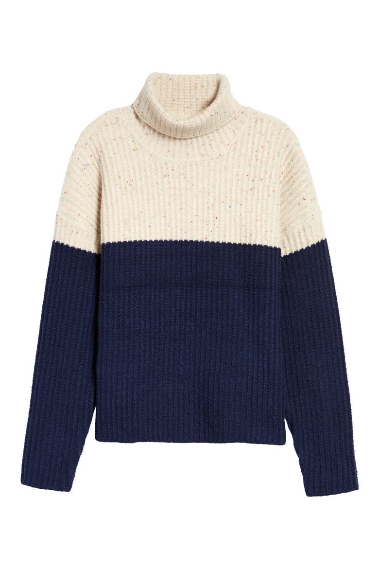Oversize Colorblock Sweater, Main, color, BEIGE HEATHER/ NAVY COMBO