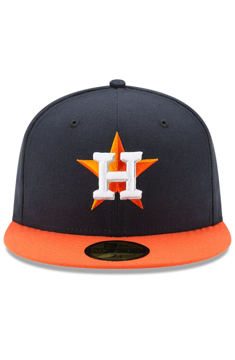 New Era Men's New Era Navy/Orange Houston Astros 2022 World Series Champions Road Side Patch 59FIFTY Fitted Hat, Alternate, color,