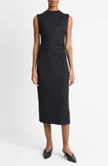 Vince Side Ruched Sleeveless Knit Midi Dress