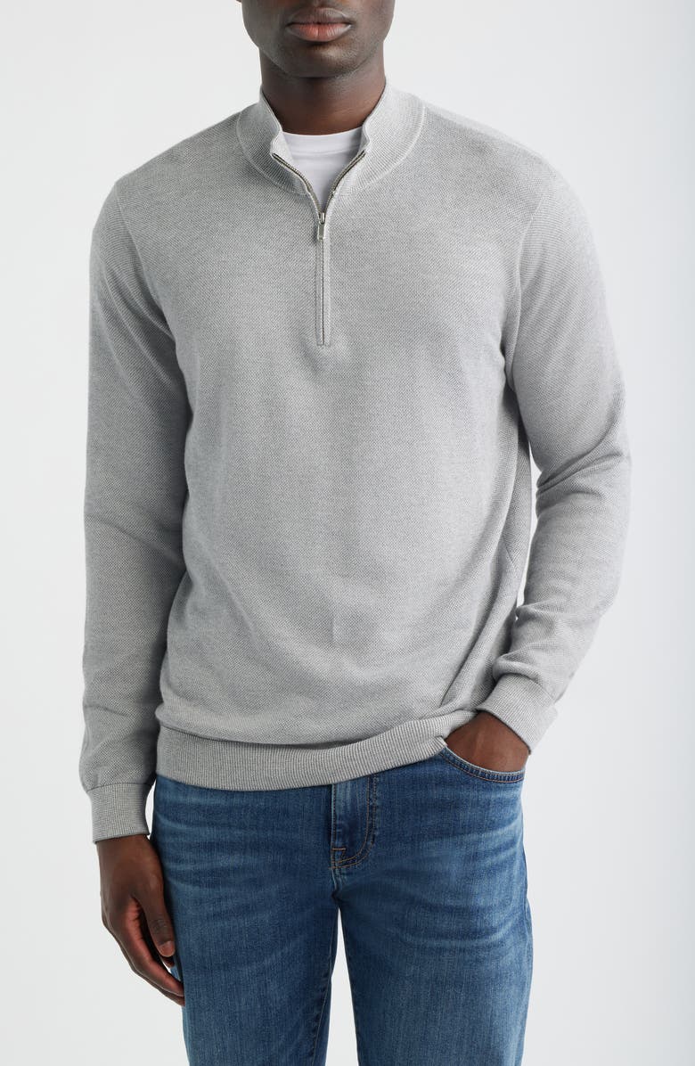 Peter Millar Coolspun Lite Quarter Zip Sweater, Main, color, Gale Grey