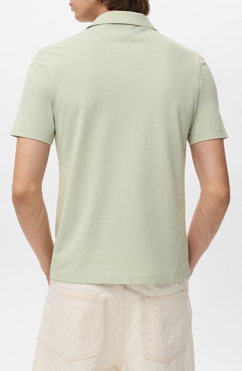 MANGO Solid Johnny Collar Cotton Blend Piqué Polo, Alternate, color, Mint Green