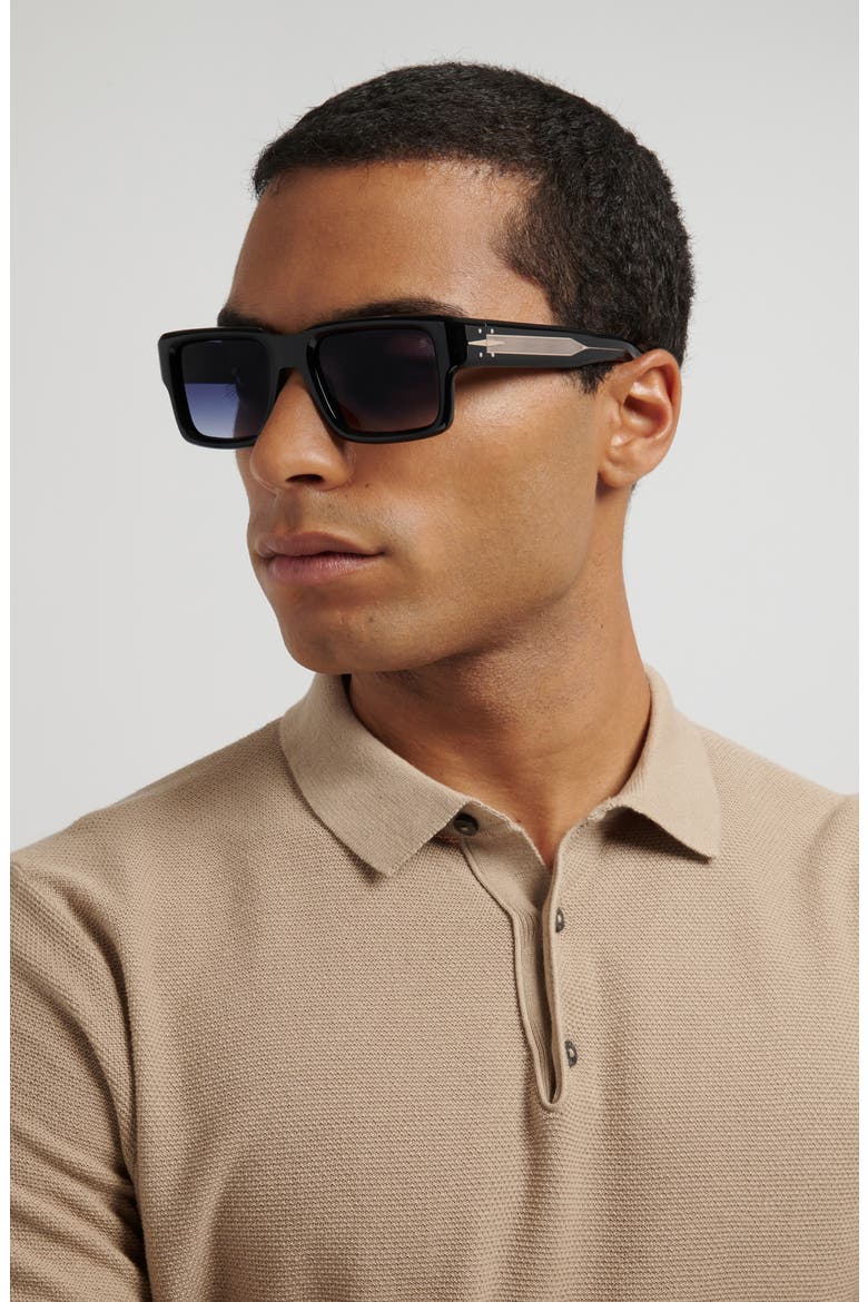 53mm Rectangular Sunglasses, Alternate, color, BLACK GOLD/ DK BLUE SF