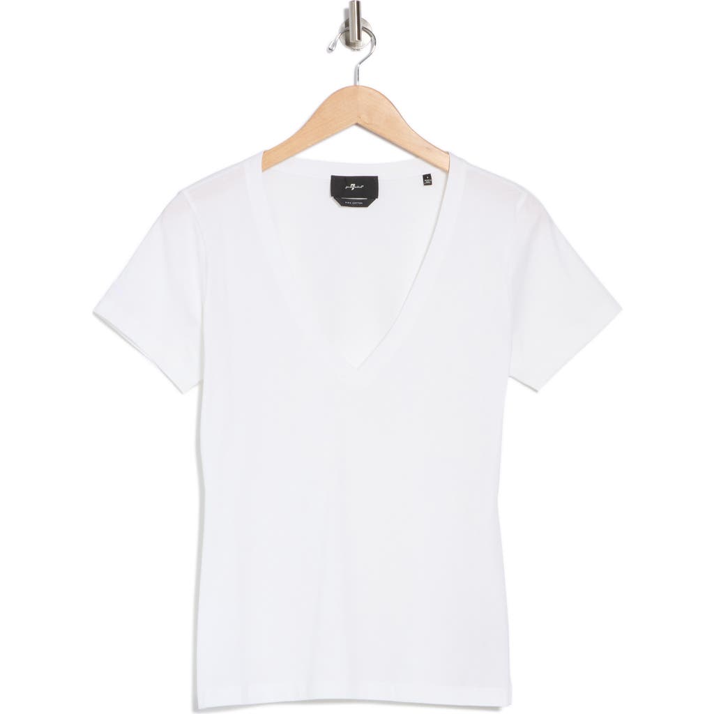 7 For All Mankind Easy V-neck T-shirt In Optic White