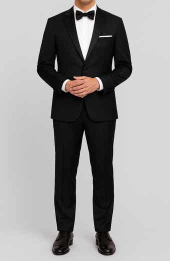 ZANETTI Black Trim Fit Mélange Suit