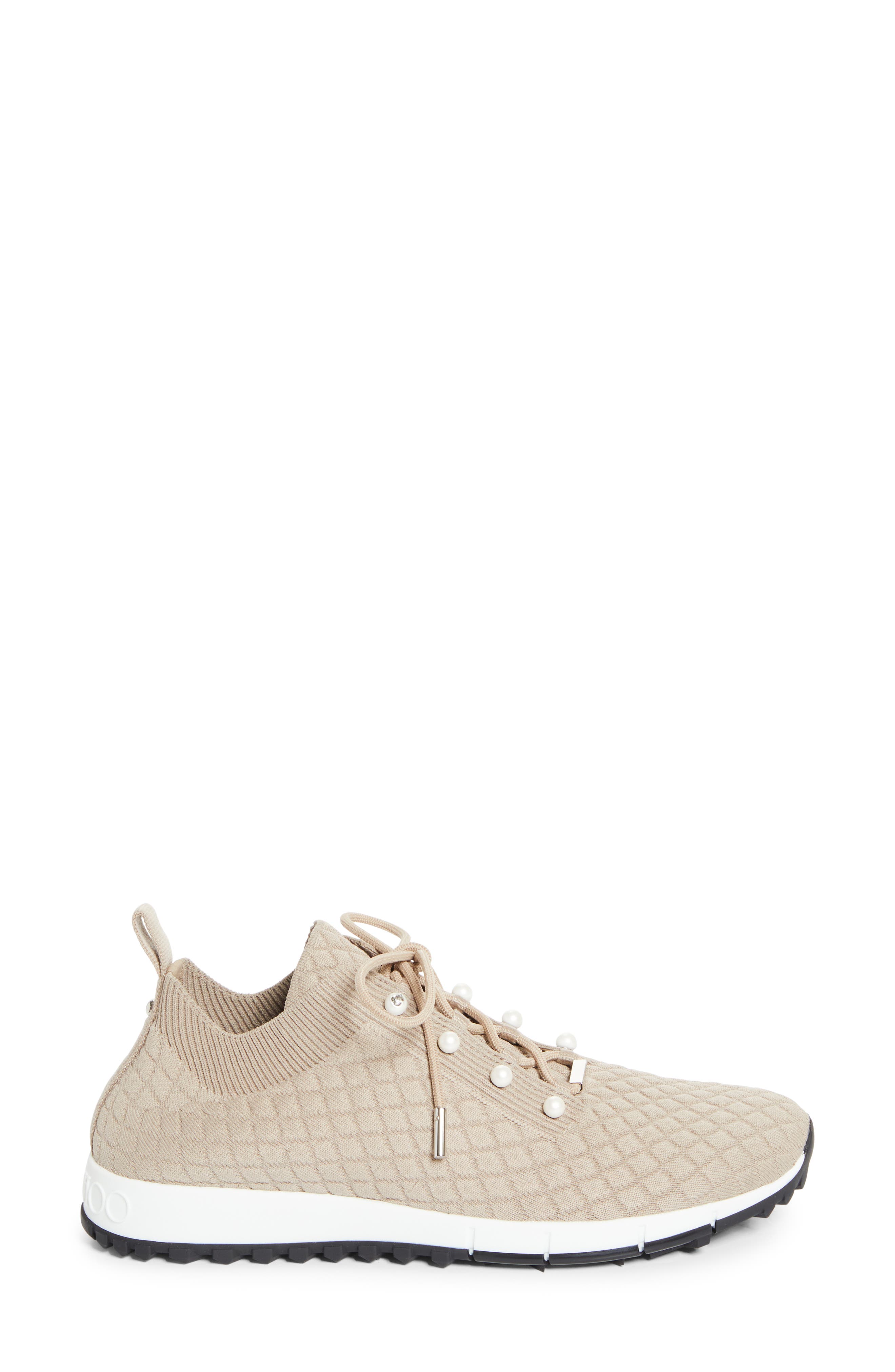 Jimmy Choo Veles Faux Pearl Knit Sneaker, Alternate, color, X Stone
