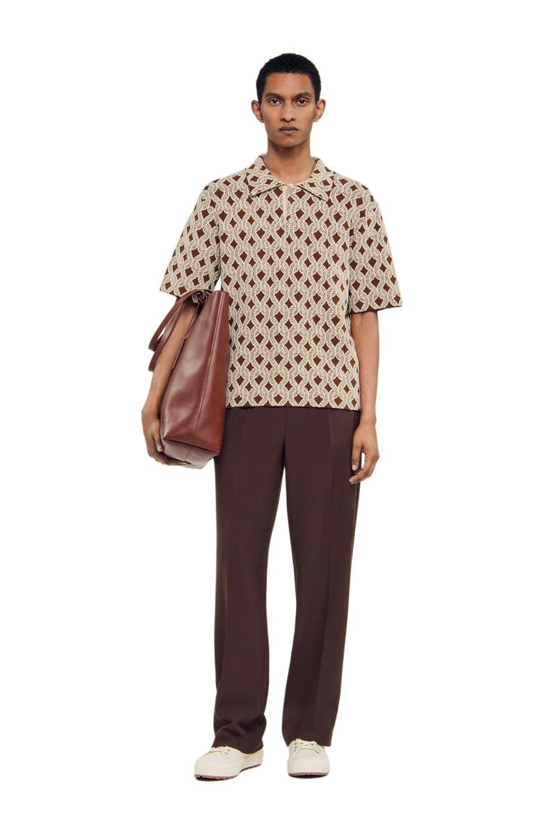 SANDRO Rope jacquard shirt, Alternate, color, Butter Cream