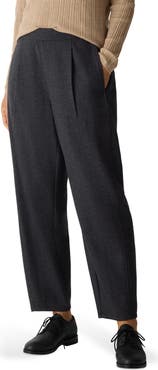 Eileen Fisher Pleated Virgin Wool Ankle Lantern Pants