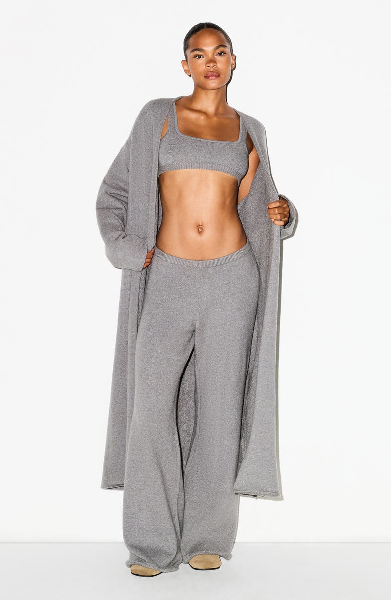 SKIMS Textured Knit Long Cardigan, Alternate, color, Dark Heather Grey