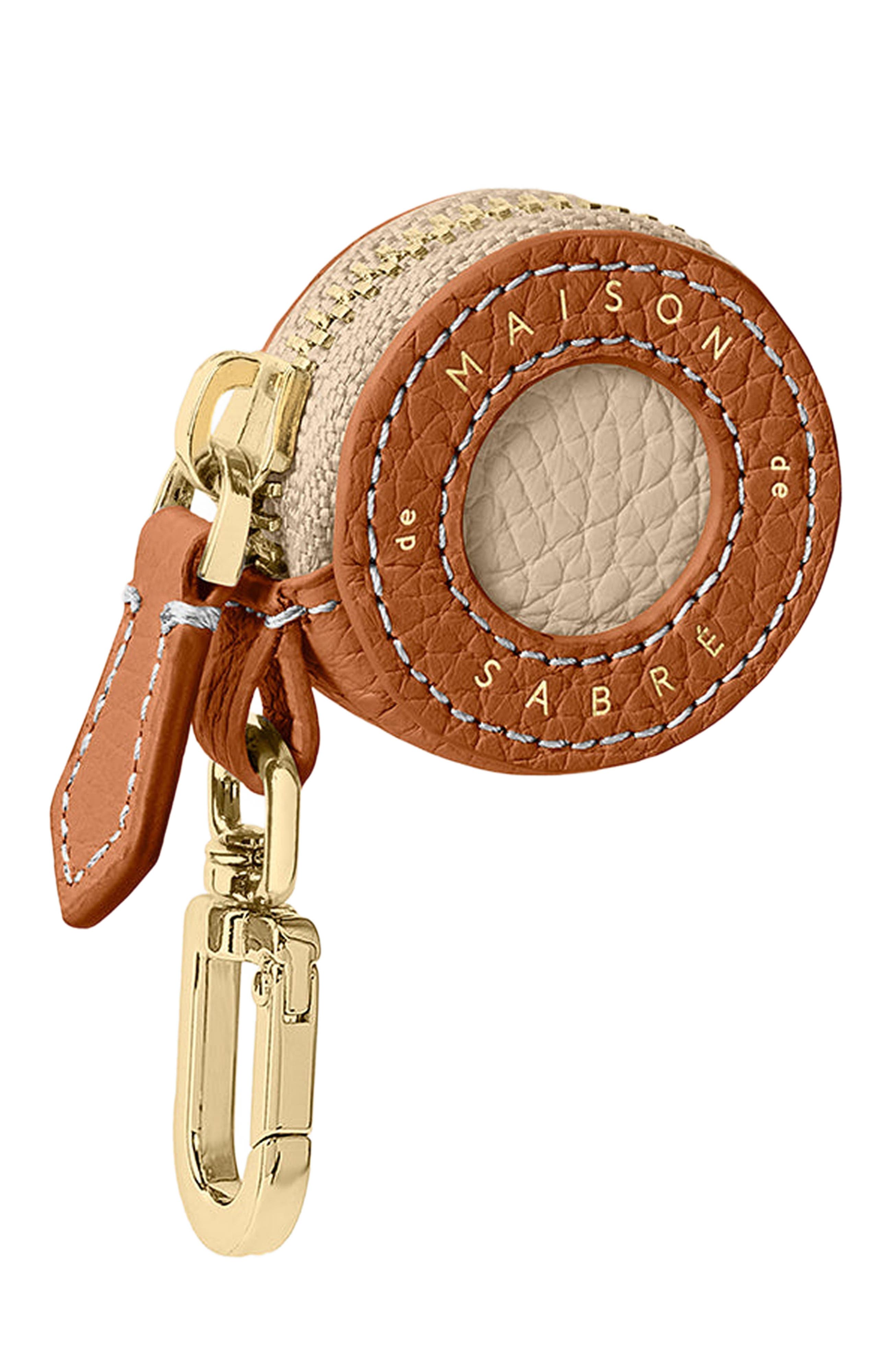 Leather AirTag Charm, Alternate, color, Pecan Nude