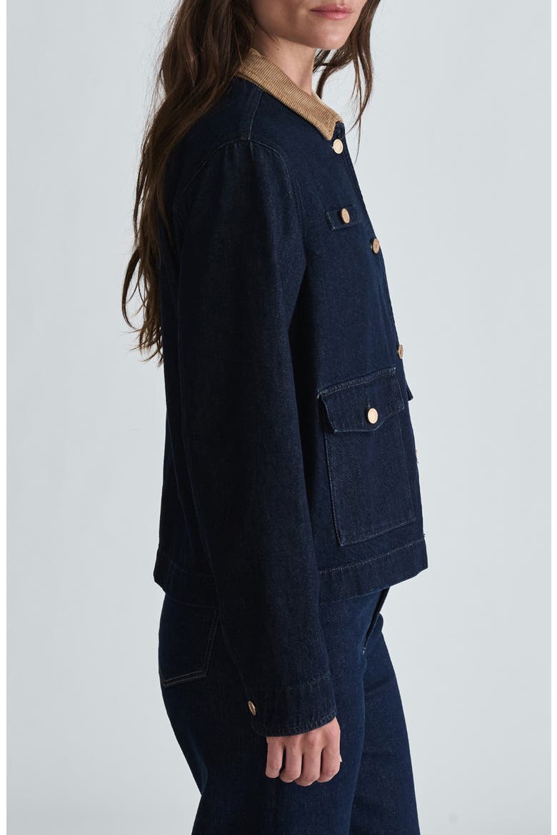 Betsy Corduroy Collar Boxy Denim Jacket, Alternate, color, RINSE GOLD PREMIUM