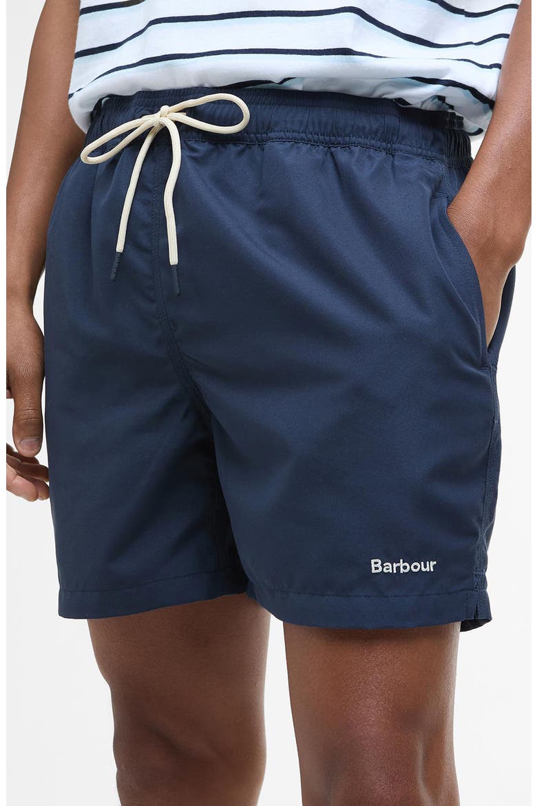 Staple Logo Swim Trunks, Alternate, color, NAVY BLUE