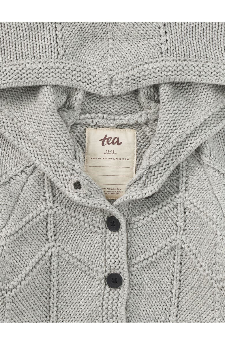Tea Collection Creature Comfort Baby Cardigan, Alternate, color, Med Heather Grey
