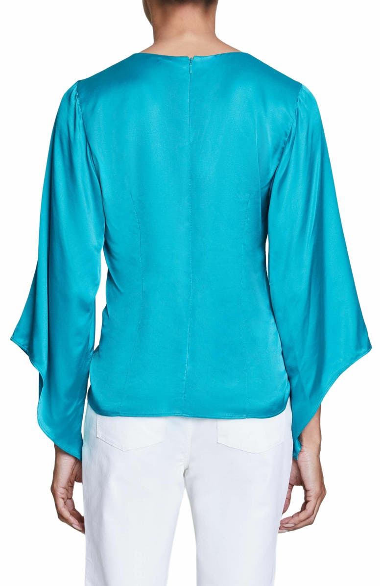 Santorelli RAVEN Silk Blouse with Front Drawstring, Alternate, color, 