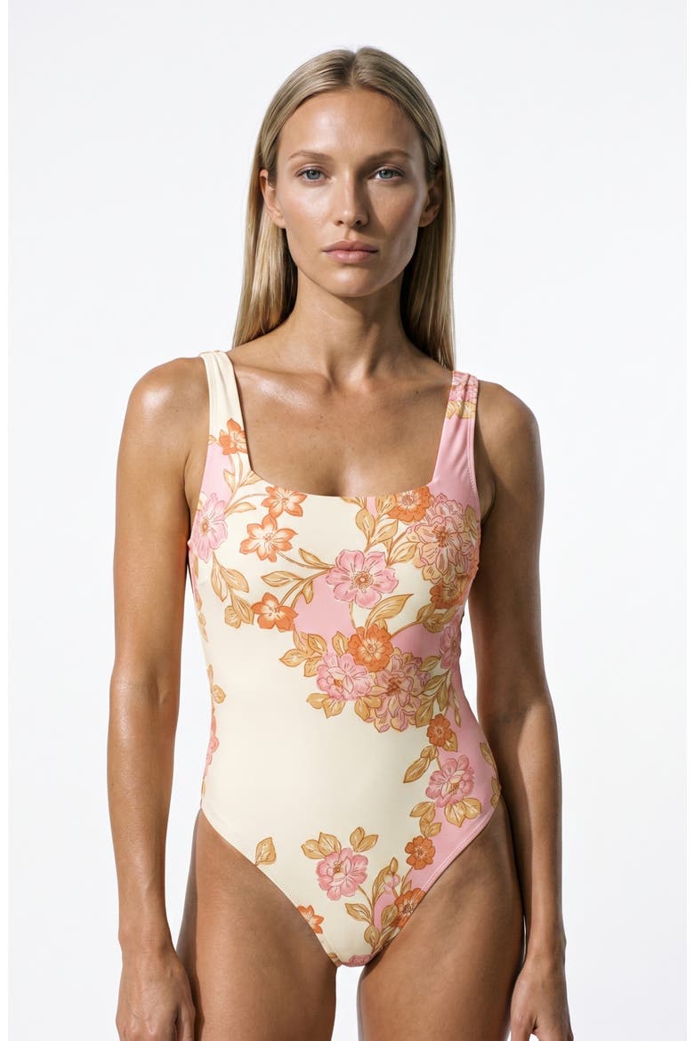 Gloria Square Neck One Piece Swimsuit, Main, color, Falling For Flowers