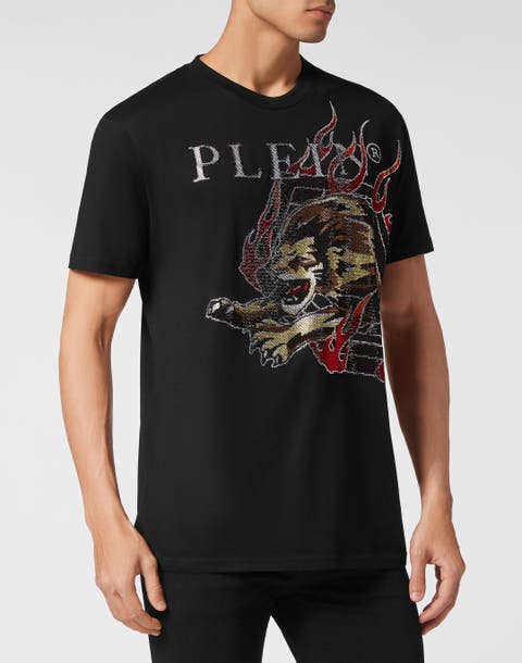 T-Shirt Round Neck Ss With Crystals Lion Circus Men