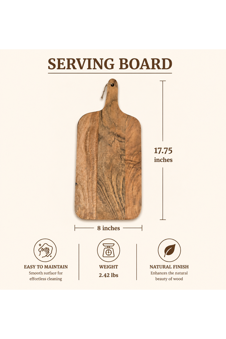Acacia Wood Chopping Board with Handle Wooden Cutting Board, Alternate, color, Natural Wood