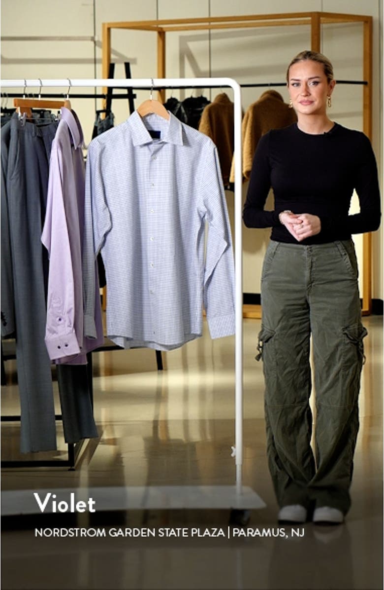 Trim Fit Luxury Check Non-Iron Poplin Dress Shirt, sales video thumbnail