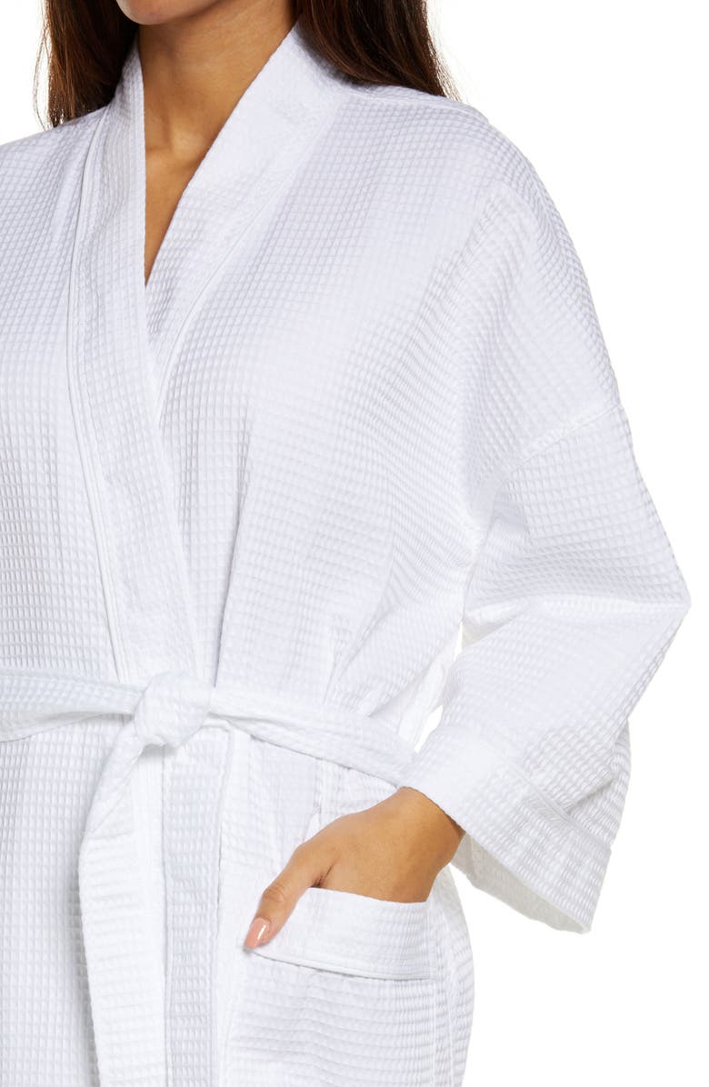 Majestic International Somerset Woven Waffle Robe, Alternate, color, White