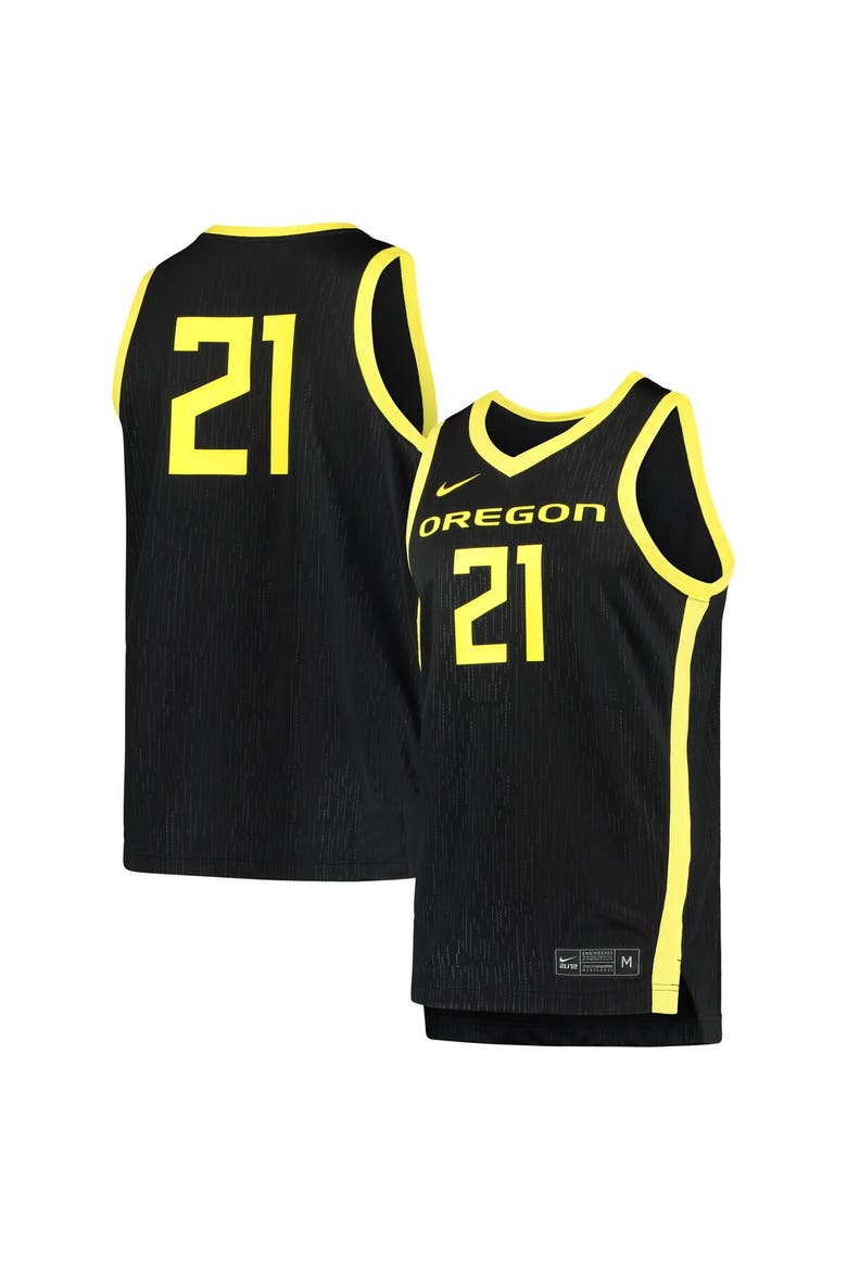 Men's Nike #21 Black Oregon Ducks Team Replica Basketball Jersey, Main, color, Black