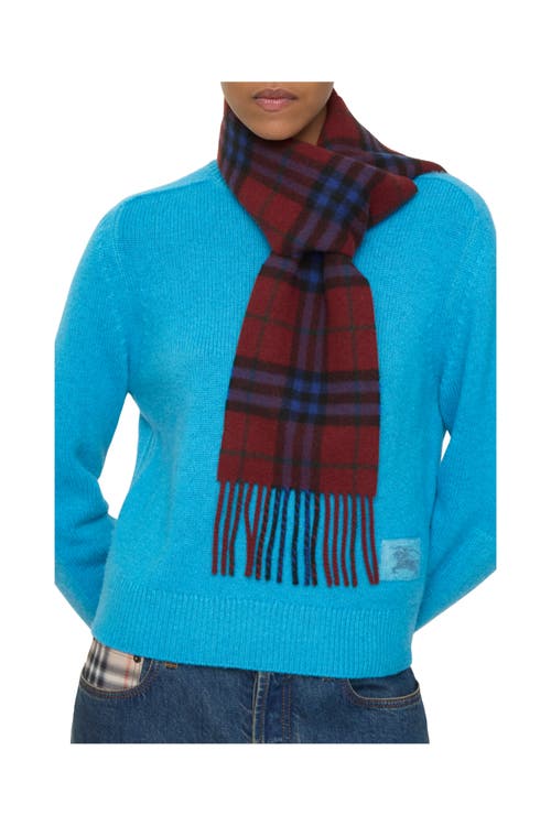 Burberry Narrow Check Cashmere Scarf In Brown