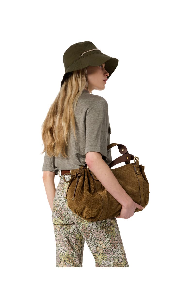 Moana Open Collar Linen Shirt, Alternate, color, Medium Khaki