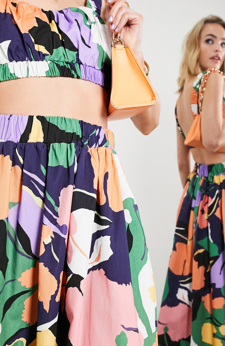 ASOS DESIGN Floral Print Cotton Skirt, Alternate, color, 