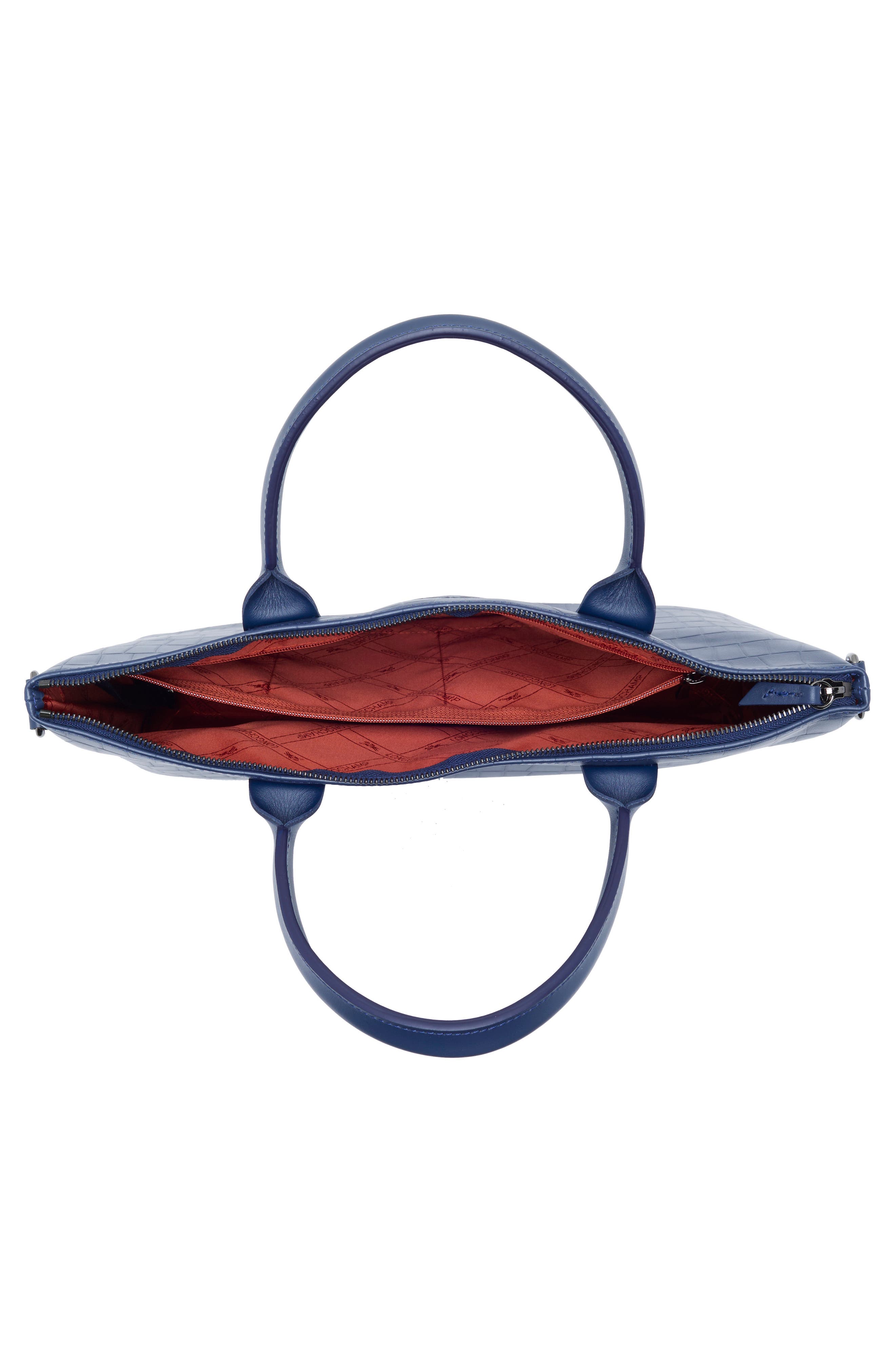 Longchamp Croc Embossed Briefcase, Alternate, color, Navy