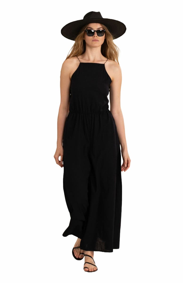 Gottex Beach Life Resort Swim Cover Up Open Back Jumpsuit, Main, color, Black