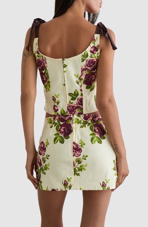 Motel Pravara Floral Stretch Cotton Miniskirt In White