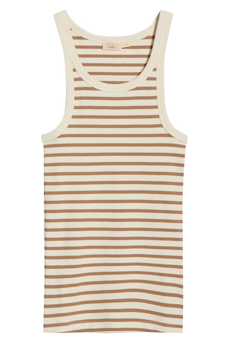 Surfside Stripe Stretch Organic Cotton Rib Tank, Alternate, color, WOODSMOKE STRIPE