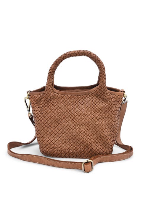 Bolsa Nova Lisa Woven Mini Tote In Cognac