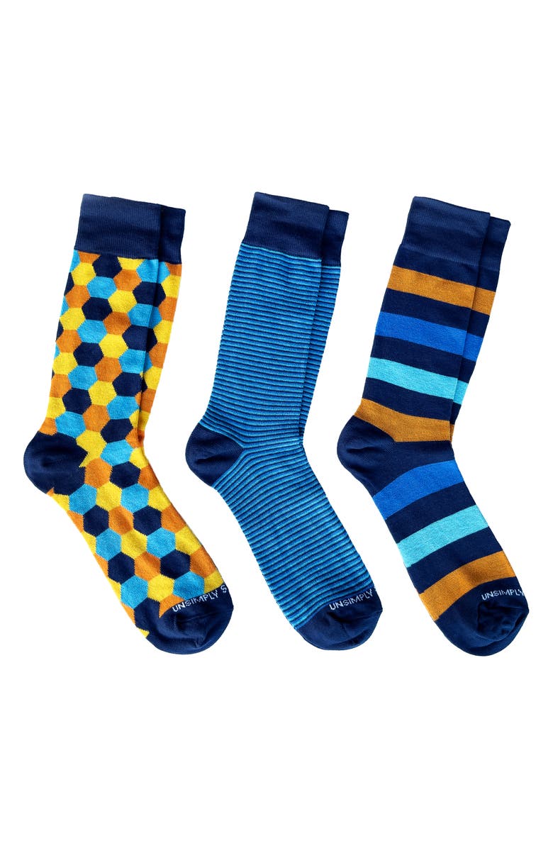 UNSIMPLY STITCHED Assorted 3-Pack Crew Socks, Main, color, Multi Color