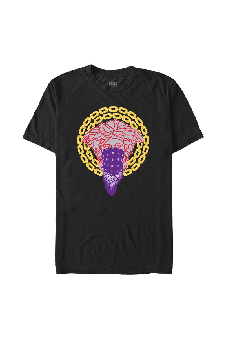 Men's Crooks & Castles Medusa Gold Chains  Graphic T-Shirt, Main, color, Black