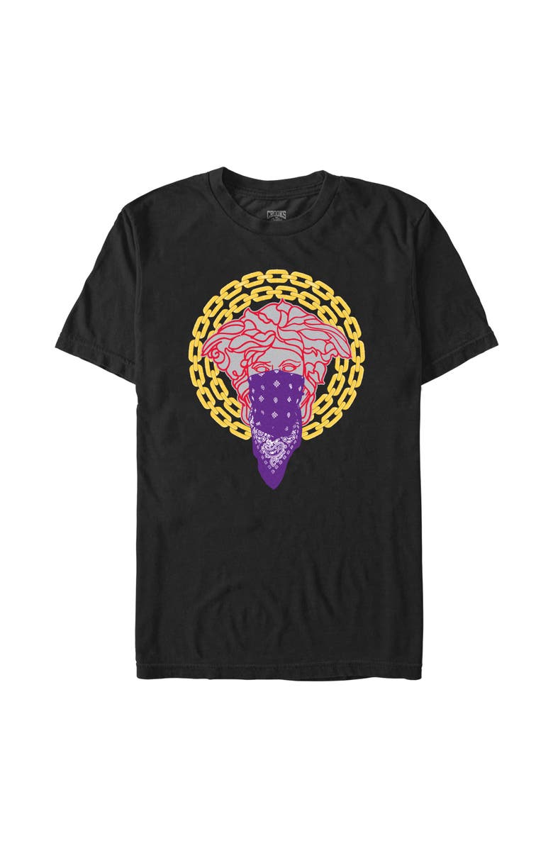 Crooks & Castles Men's Crooks & Castles Medusa Gold Chains  Graphic T-Shirt, Main, color, Black