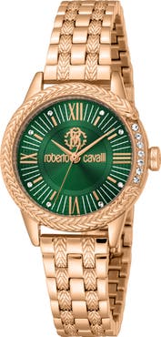 Roberto Cavalli Textured Crystal Bracelet Watch, 30mm