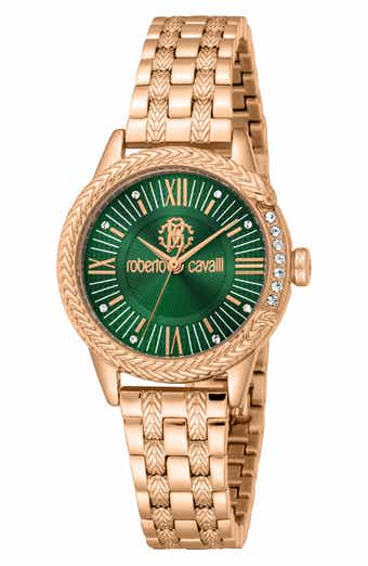 Roberto Cavalli Textured Crystal Bracelet Watch, 30mm