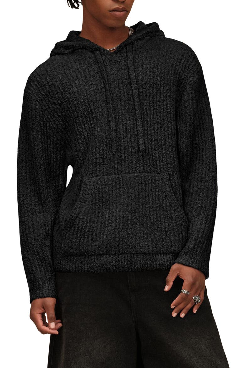 Finnegan Rib Hoodie, Main, color, BLACK