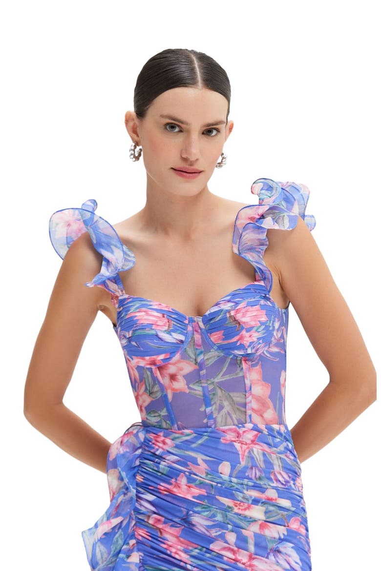 Amaryllis Flutter Mini Dress, Alternate, color, BLUE