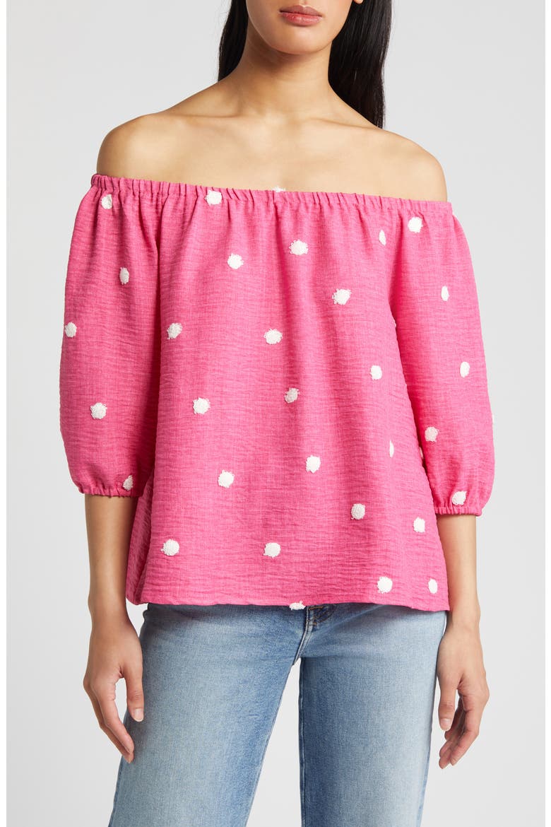 Off the Shoulder Top, Main, color, FUCHSIA