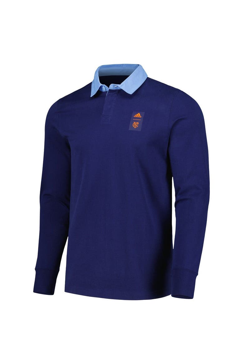 Men's adidas 2023 Player Navy New York City FC Travel Long Sleeve Polo, Alternate, color, Navy