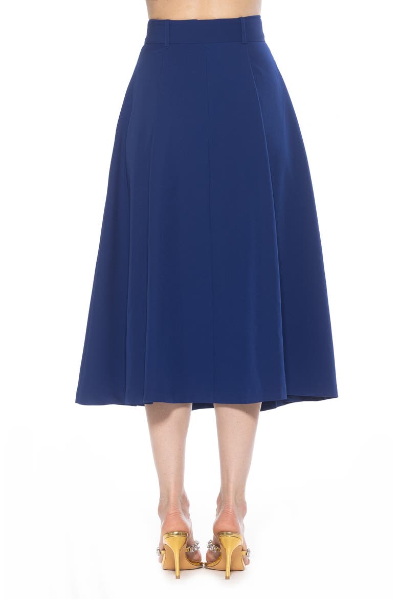 Belted A-Line Midi Skirt, Alternate, color, NAVY