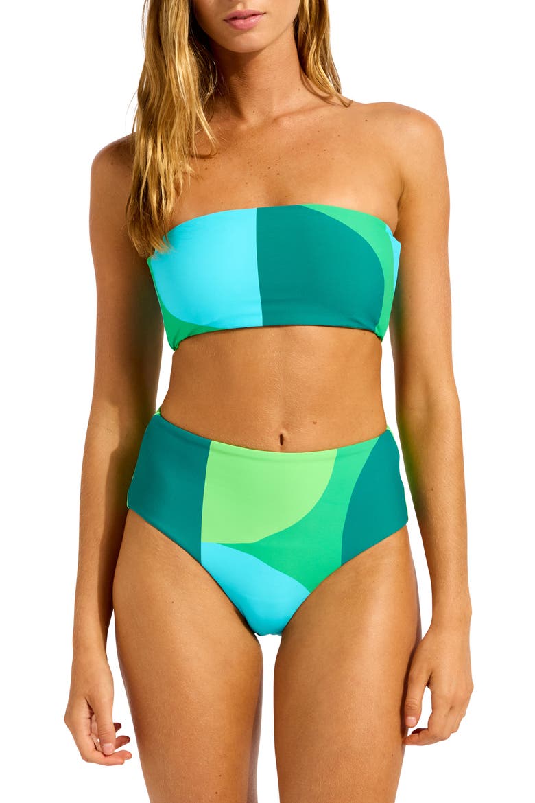 High Waist Bikini Bottoms, Alternate, color, VIVID GREEN