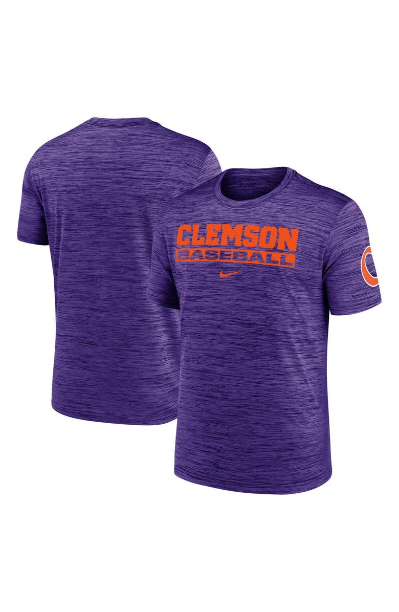 Nike Men's Nike Purple Clemson Tigers Velocity Baseball Wordmark Stack Performance T-Shirt, Main, color, 